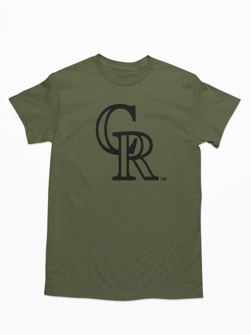NEW Colorado Rockies CR Monogram Logo T-Shirt MILITARY ARMY GREEN